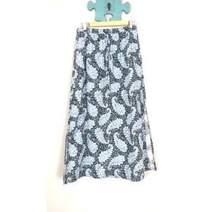 J Crew Collection Blue Long A-Line Skirt Double Side Slits Pockets Tie Small